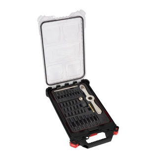 Milwaukee PACKOUT™ 38 kusů sada M závitníků a oček 38 pc Metric Tap & Die Packout™ Set w/ Hex-LOK™ 2-in-1 Handle
